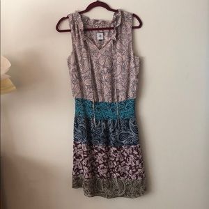 Cabi smocked waist multi color mini dress